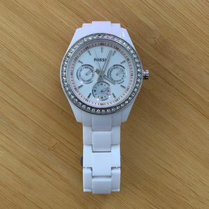 Fossil Ladies White Acrylic Watch